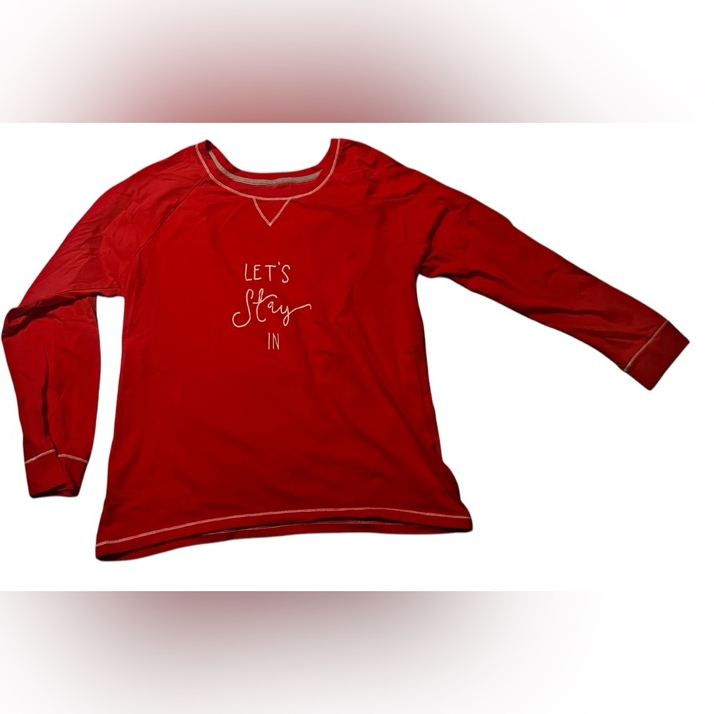 Red Long Sleeve Shirt with Graphic Text